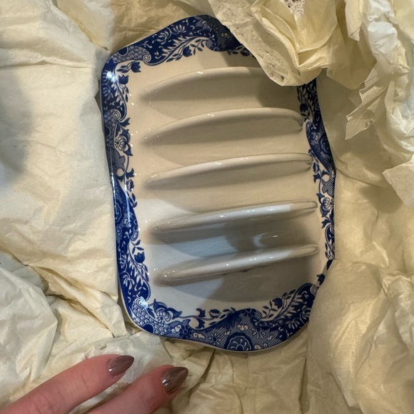 Spode Blue and Cream Floral Toast Dish - Picture 5 of 6